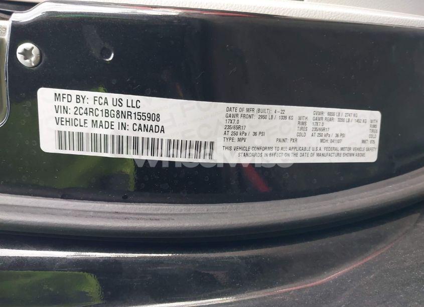 Photo 9 of 2022 Chrysler Pacifica TOURING L (VIN 2C4RC1BG8NR155908)