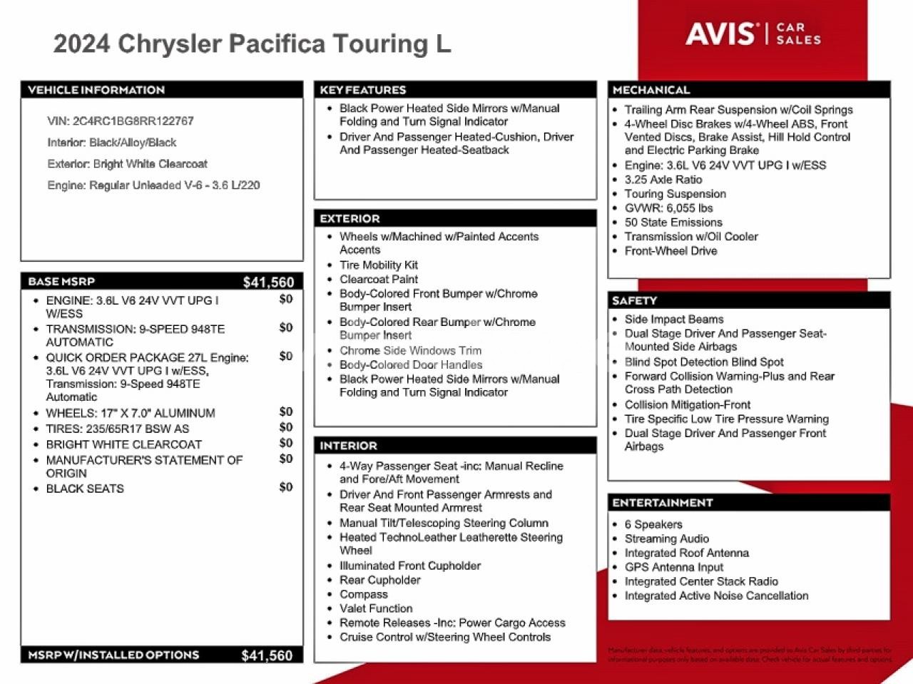 Photo 13 of 2024 CHRYSLER PACIFICA TOURING L (VIN 2C4RC1BG8RR122767)