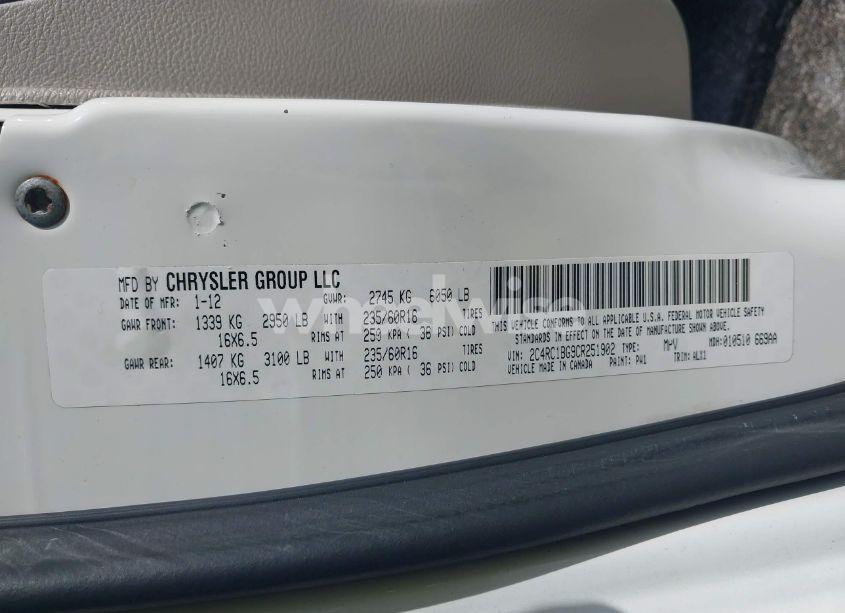 Photo 9 of 2012 Chrysler Town & COUNTRY TOURING (VIN 2C4RC1BG9CR251902)