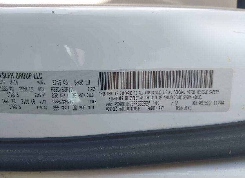 Photo 9 of 2015 Chrysler Town & COUNTRY TOURING (VIN 2C4RC1BG9FR552920)