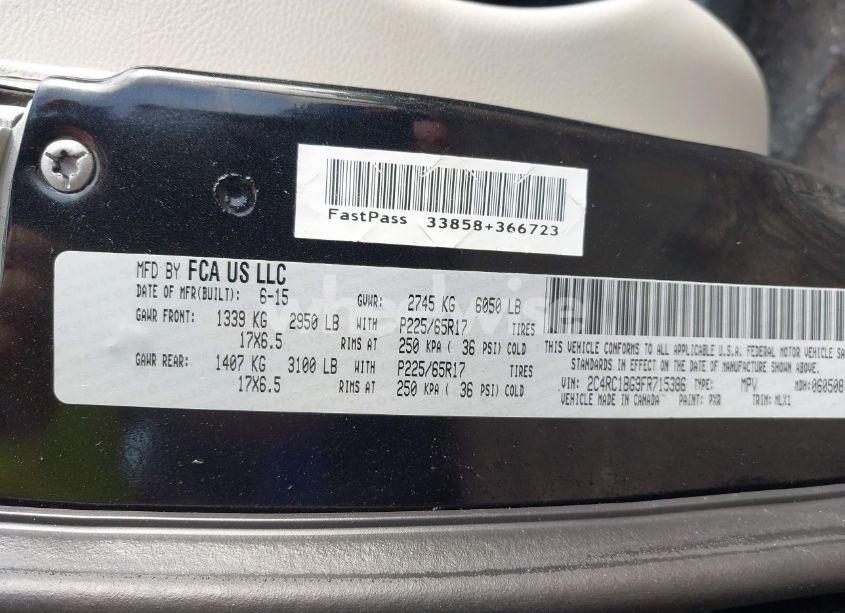 Photo 9 of 2015 Chrysler Town & COUNTRY TOURING (VIN 2C4RC1BG9FR715386)