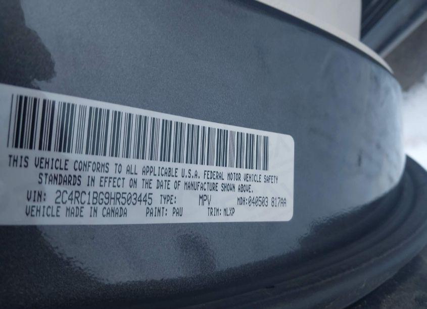 Photo 9 of 2017 Chrysler Pacifica (VIN 2C4RC1BG9HR503445)