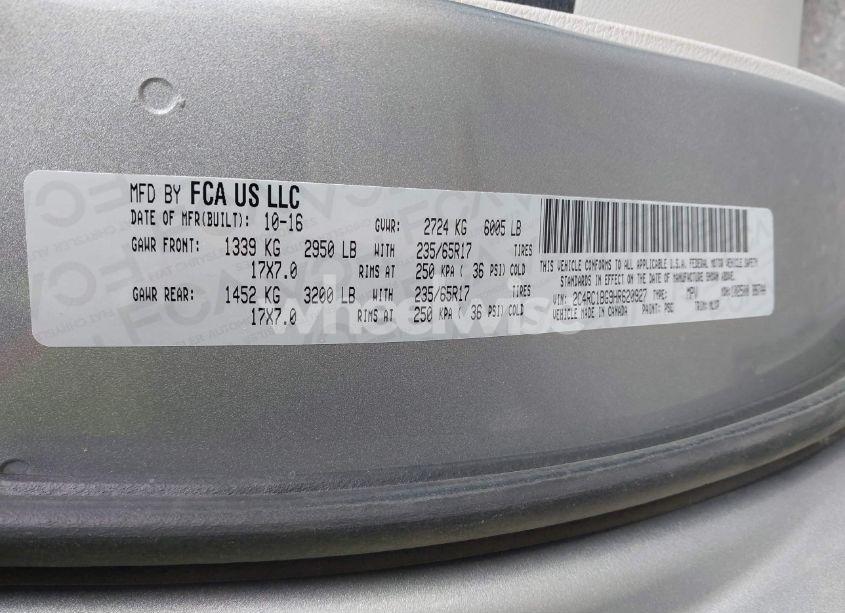 Photo 9 of 2017 Chrysler Pacifica TOURING-L (VIN 2C4RC1BG9HR620927)