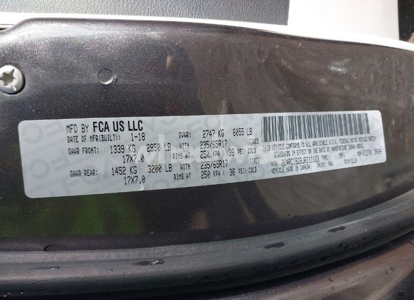 Photo 9 of 2018 Chrysler Pacifica TOURING L (VIN 2C4RC1BG9JR211123)