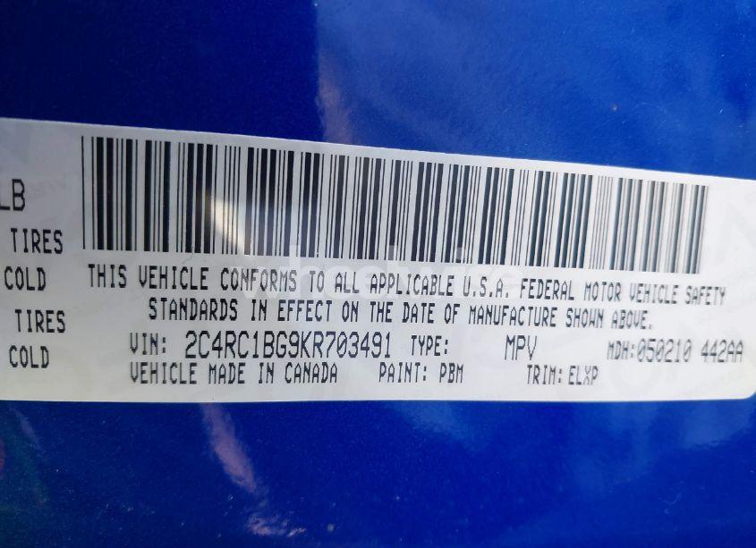 Photo 9 of 2019 Chrysler Pacifica TOURING L (VIN 2C4RC1BG9KR703491)
