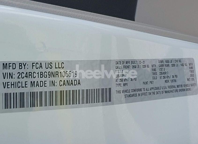 Photo 9 of 2022 Chrysler Pacifica TOURING L (VIN 2C4RC1BG9NR106619)