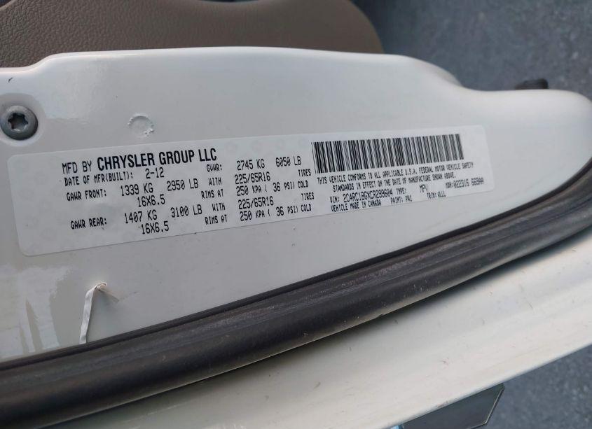 Photo 9 of 2012 Chrysler Town & COUNTRY TOURING (VIN 2C4RC1BGXCR299604)