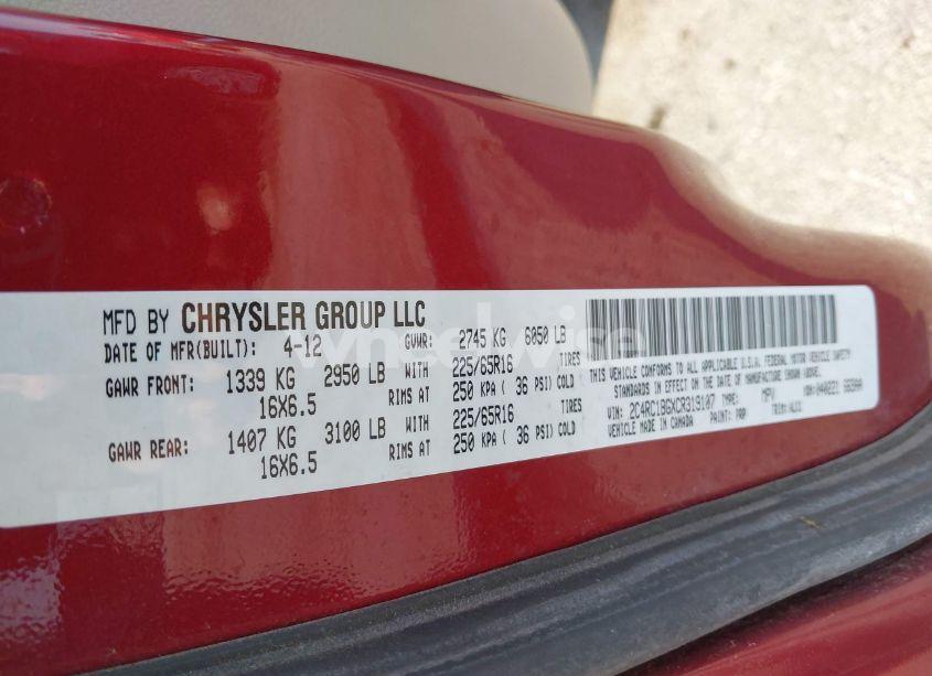 Photo 9 of 2012 Chrysler Town & COUNTRY TOURING (VIN 2C4RC1BGXCR319107)