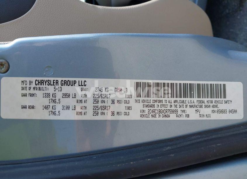 Photo 9 of 2013 Chrysler Town & COUNTRY TOURING (VIN 2C4RC1BGXDR759099)