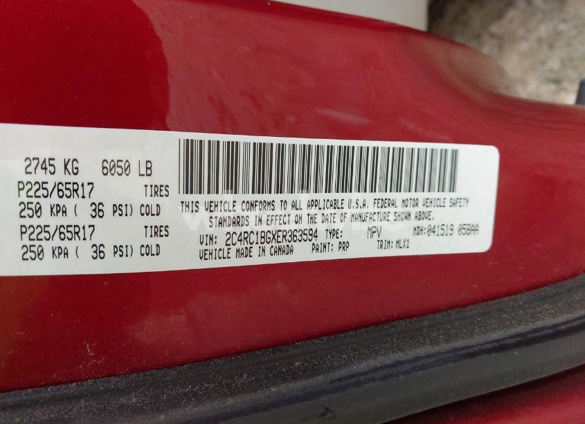 Photo 9 of 2014 Chrysler Town & COUNTRY TOURING (VIN 2C4RC1BGXER363594)