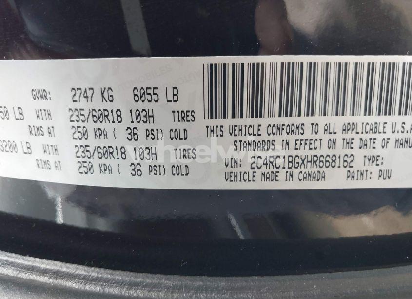 Photo 9 of 2017 Chrysler Pacifica TOURING-L (VIN 2C4RC1BGXHR668162)