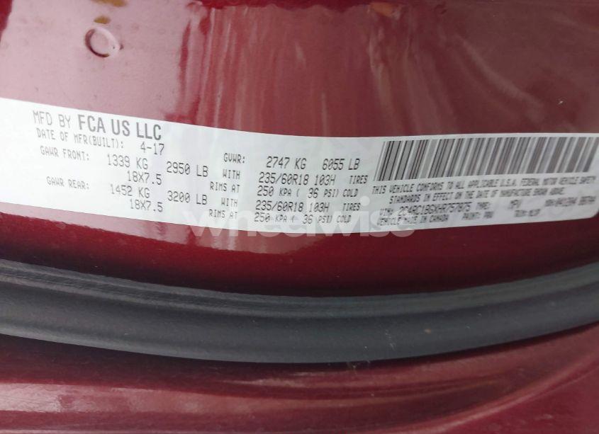 Photo 9 of 2017 Chrysler Pacifica TOURING-L (VIN 2C4RC1BGXHR757875)