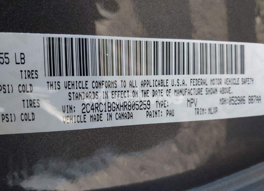 Photo 8 of 2017 Chrysler Pacifica TOURING-L (VIN 2C4RC1BGXHR805259)