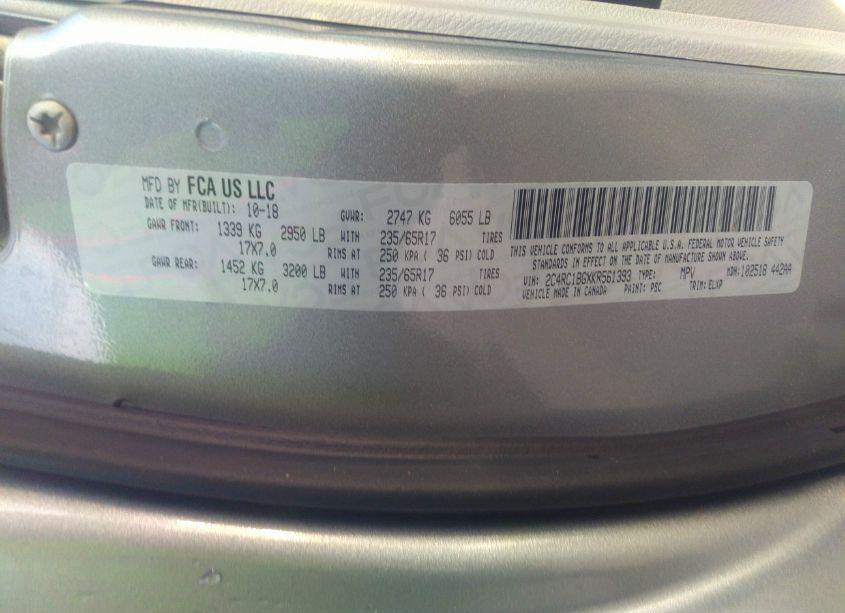 Photo 9 of 2019 Chrysler Pacifica TOURING L (VIN 2C4RC1BGXKR561393)