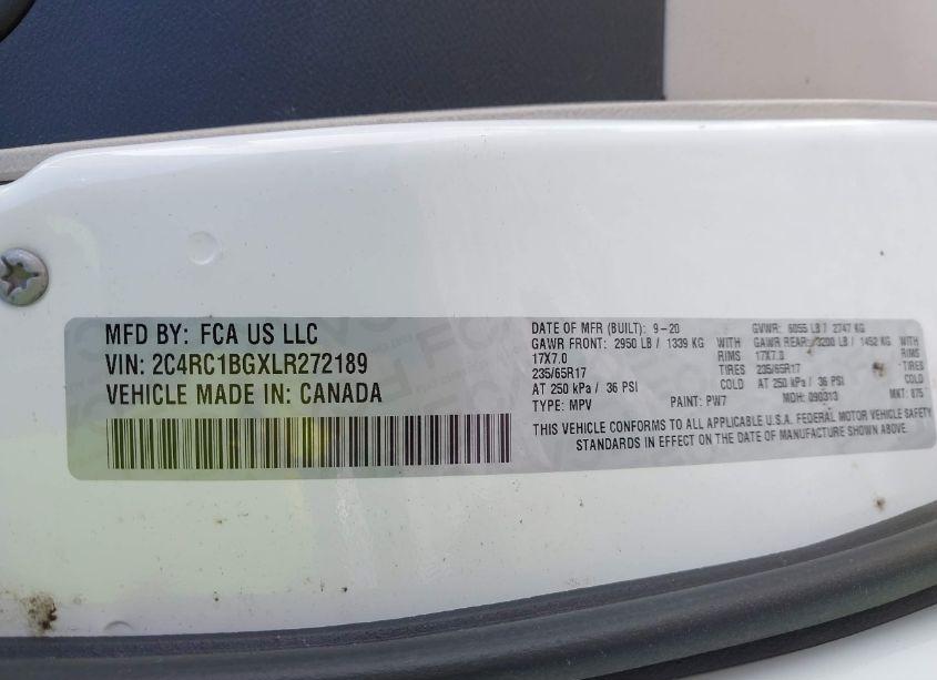 Photo 9 of 2020 Chrysler Pacifica TOURING L (VIN 2C4RC1BGXLR272189)