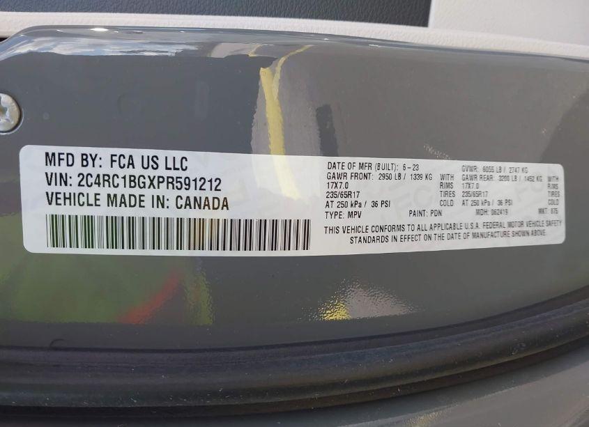 Photo 9 of 2023 Chrysler Pacifica TOURING L (VIN 2C4RC1BGXPR591212)