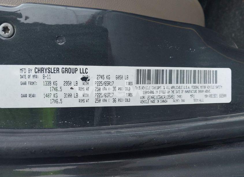 Photo 9 of 2012 Chrysler Town & COUNTRY TOURING-L (VIN 2C4RC1CG0CR135051)