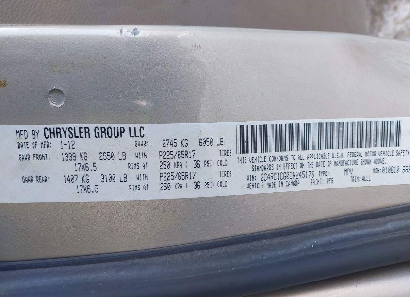 Photo 9 of 2012 Chrysler Town & COUNTRY TOURING-L (VIN 2C4RC1CG0CR245176)