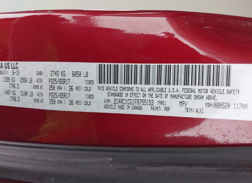 Photo 9 of 2015 Chrysler Town & COUNTRY TOURING-L (VIN 2C4RC1CG1FR755153)