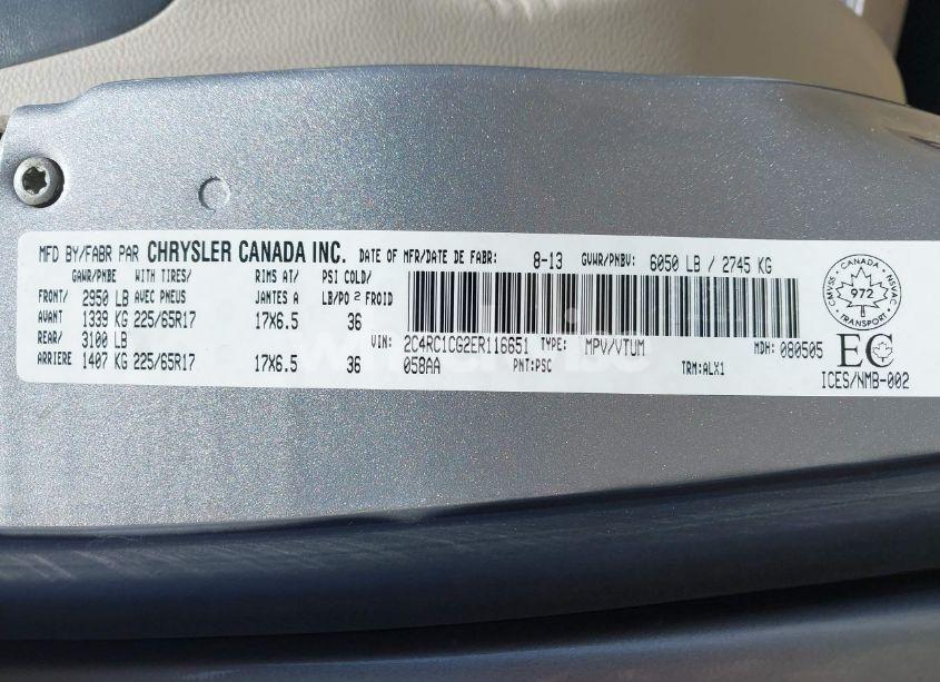 Photo 9 of 2014 Chrysler Town & COUNTRY TOURING-L (VIN 2C4RC1CG2ER116651)