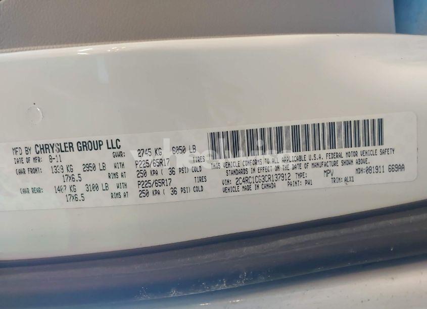 Photo 9 of 2012 Chrysler Town & COUNTRY TOURING-L (VIN 2C4RC1CG3CR137912)