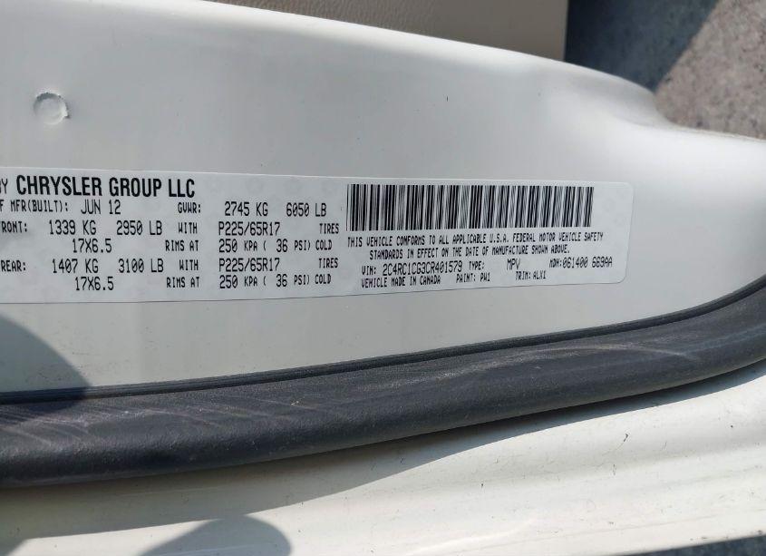 Photo 9 of 2012 Chrysler Town & COUNTRY TOURING-L (VIN 2C4RC1CG3CR401579)