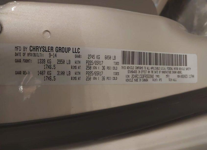 Photo 9 of 2015 Chrysler Town & COUNTRY TOURING-L (VIN 2C4RC1CG3FR553902)