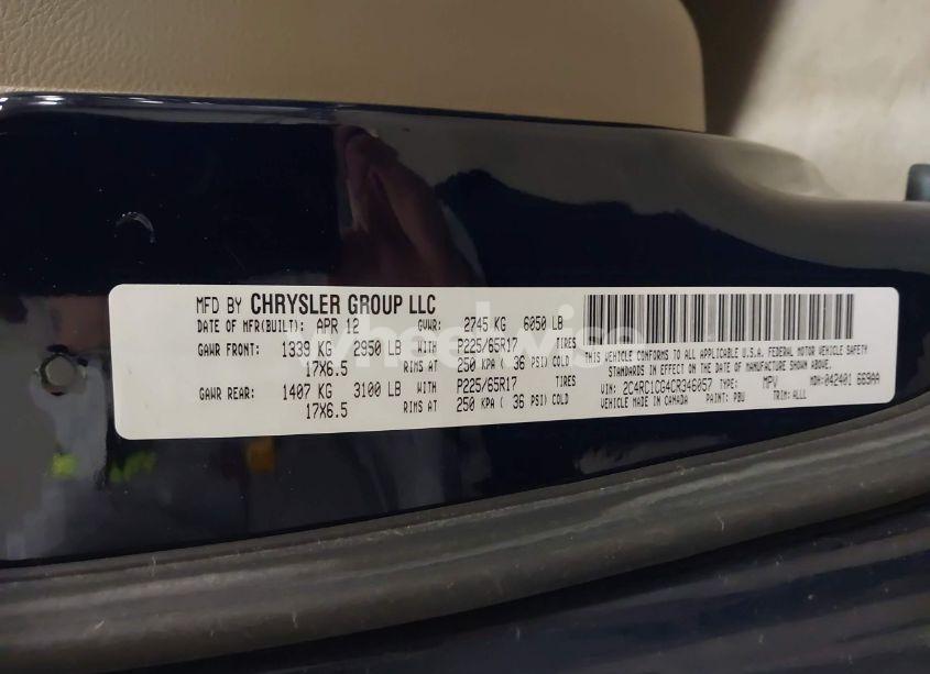 Photo 9 of 2012 Chrysler Town & COUNTRY TOURING-L (VIN 2C4RC1CG4CR346057)