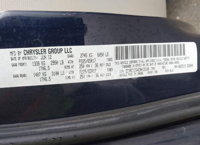 Photo 9 of 2012 Chrysler Town & COUNTRY TOURING-L (VIN 2C4RC1CG4CR413160)