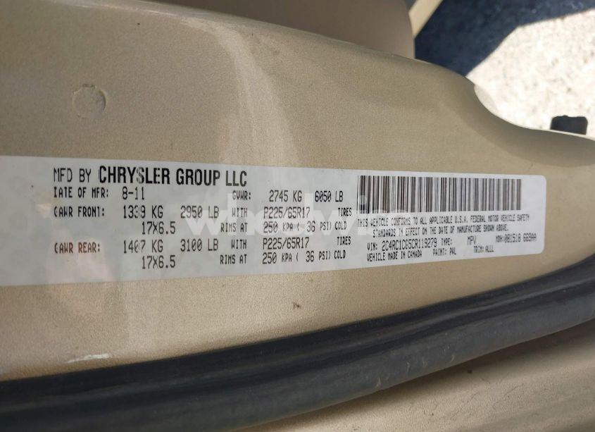 Photo 9 of 2012 Chrysler Town & COUNTRY TOURING-L (VIN 2C4RC1CG5CR119279)