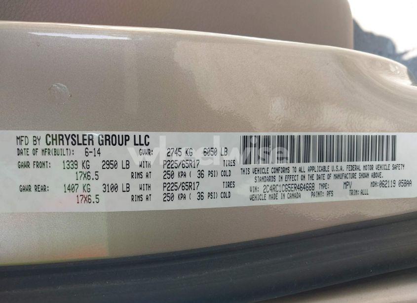 Photo 9 of 2014 Chrysler Town & COUNTRY TOURING-L (VIN 2C4RC1CG5ER464668)