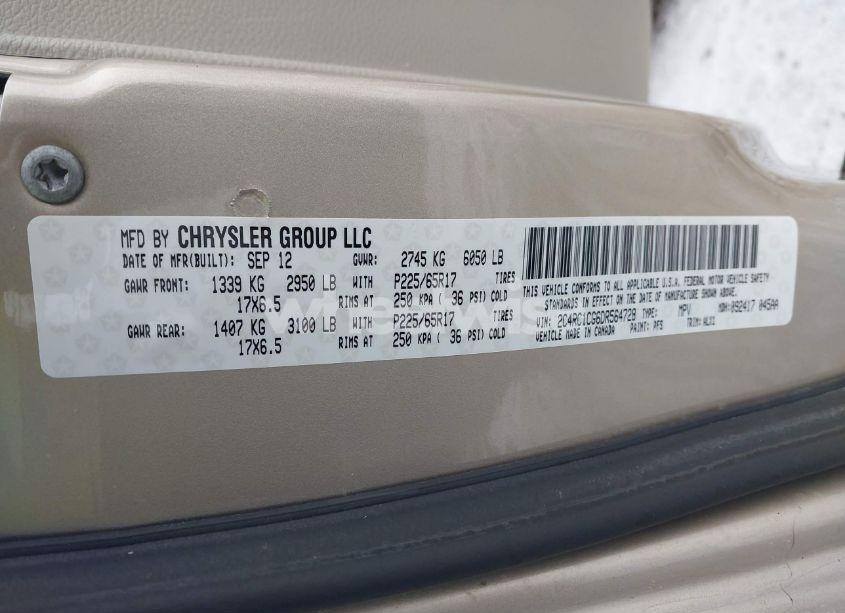 Photo 9 of 2013 Chrysler Town & COUNTRY TOURING-L (VIN 2C4RC1CG6DR564728)