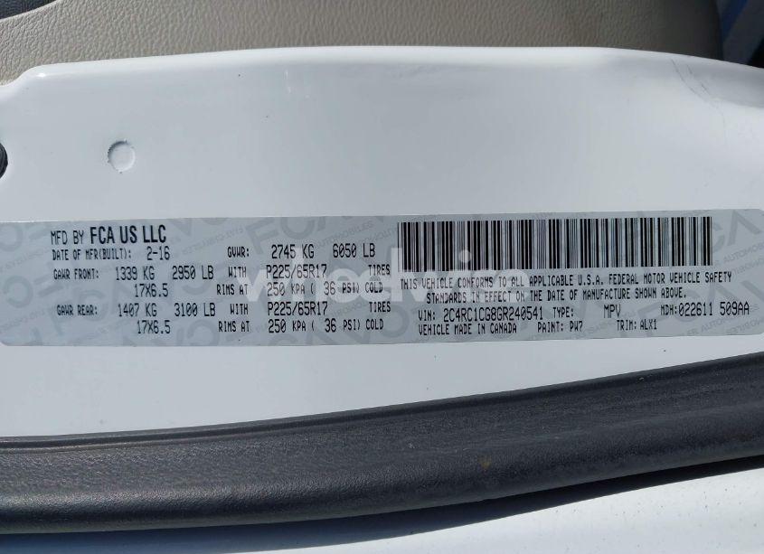 Photo 9 of 2016 Chrysler Town & COUNTRY TOURING-L (VIN 2C4RC1CG8GR240541)