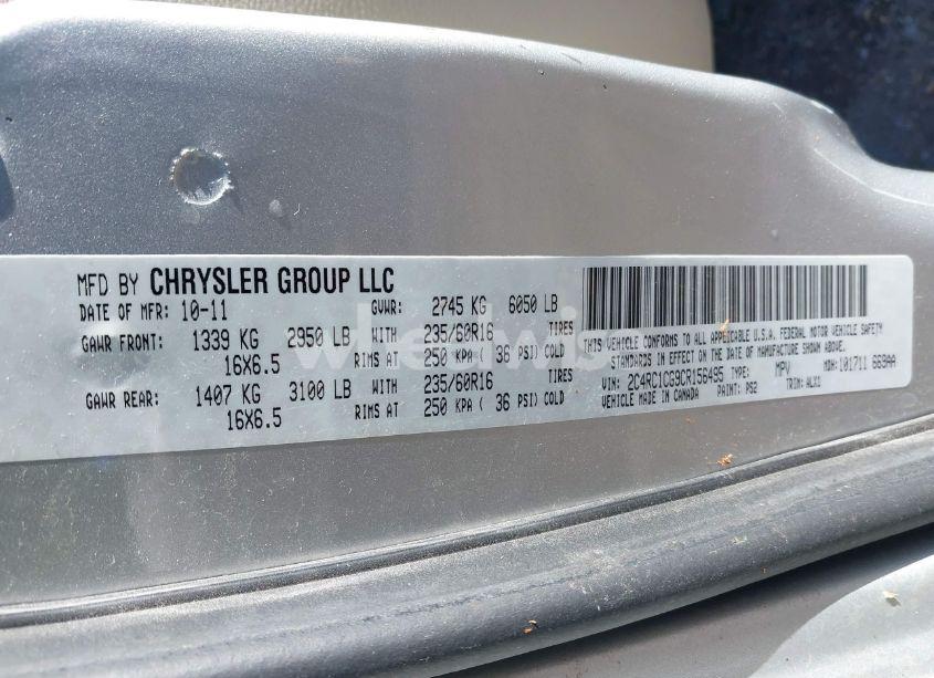 Photo 9 of 2012 Chrysler Town & COUNTRY TOURING-L (VIN 2C4RC1CG9CR156495)