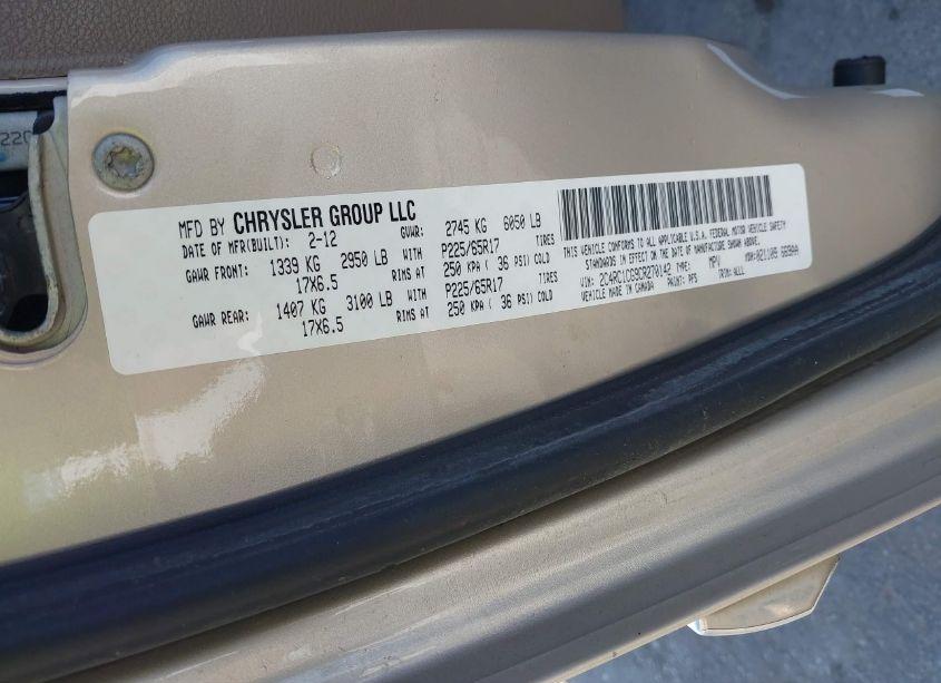 Photo 9 of 2012 Chrysler Town & COUNTRY TOURING-L (VIN 2C4RC1CG9CR270142)