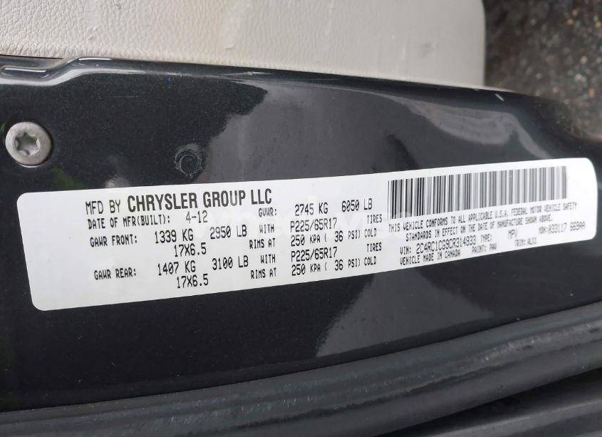 Photo 9 of 2012 Chrysler Town & COUNTRY TOURING-L (VIN 2C4RC1CG9CR314933)