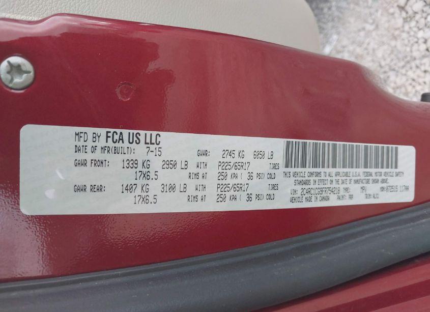 Photo 9 of 2015 Chrysler Town & COUNTRY TOURING-L (VIN 2C4RC1CG9FR754218)