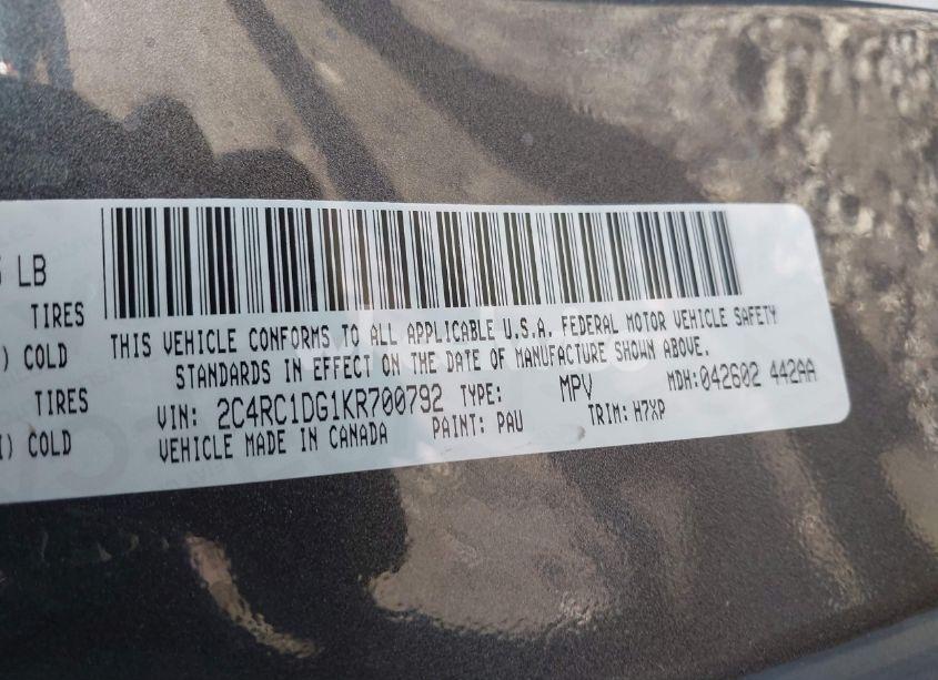 Photo 9 of 2019 Chrysler Pacifica TOURING (VIN 2C4RC1DG1KR700792)