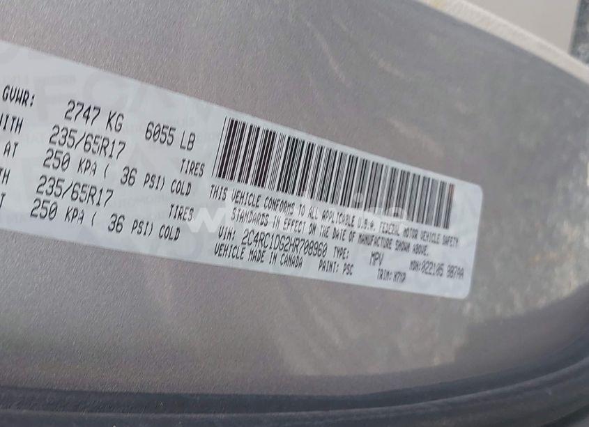 Photo 9 of 2017 Chrysler Pacifica TOURING (VIN 2C4RC1DG2HR708960)