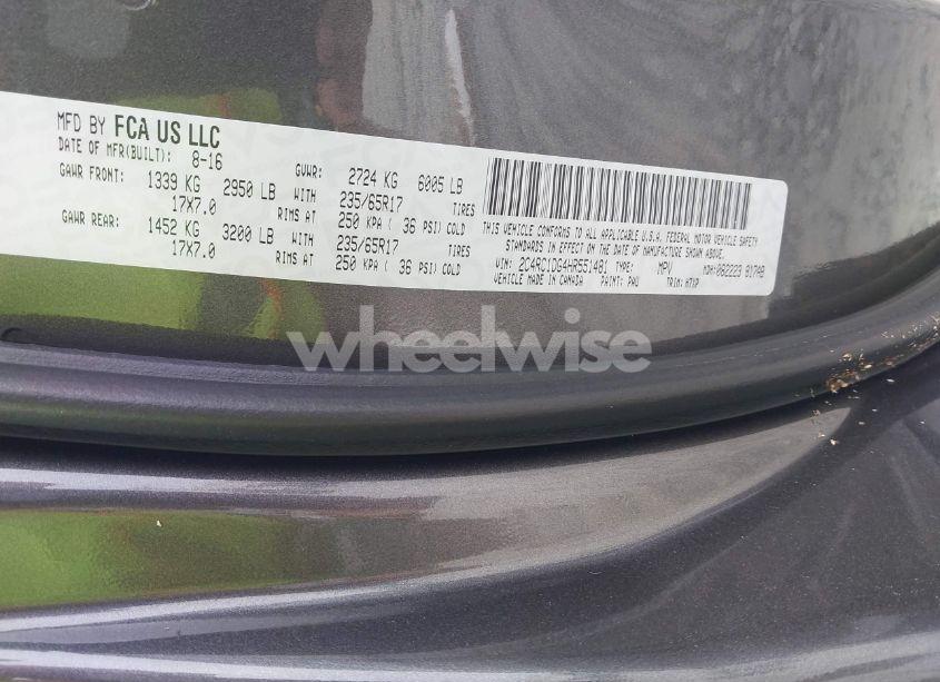 Photo 9 of 2017 Chrysler Pacifica TOURING (VIN 2C4RC1DG4HR551481)