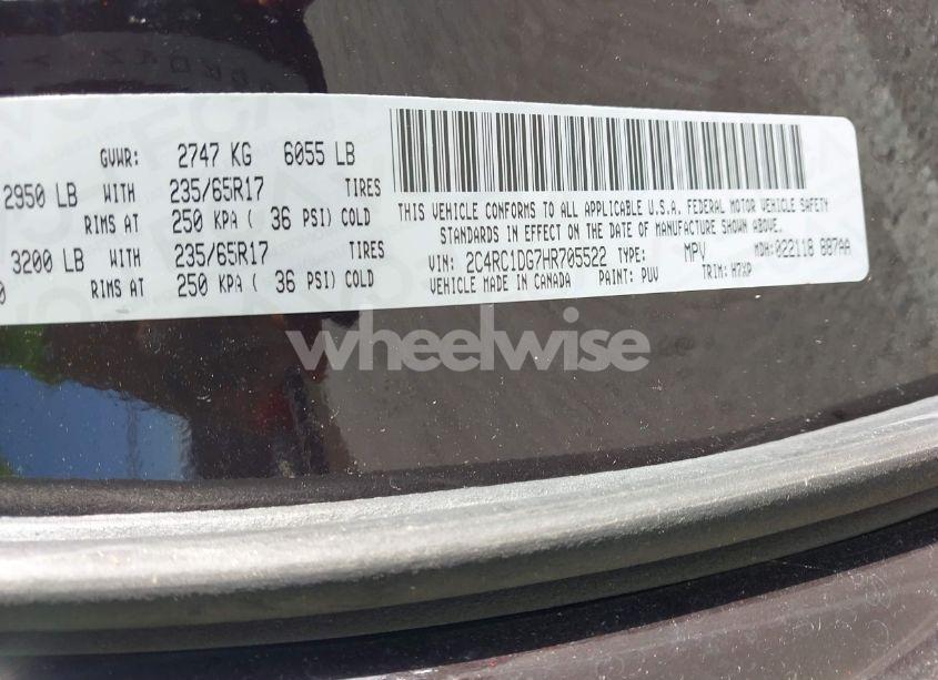 Photo 9 of 2017 Chrysler Pacifica TOURING (VIN 2C4RC1DG7HR705522)