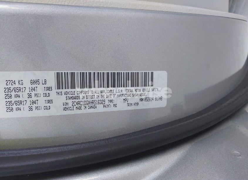 Photo 9 of 2017 Chrysler Pacifica TOURING (VIN 2C4RC1DGXHR516329)