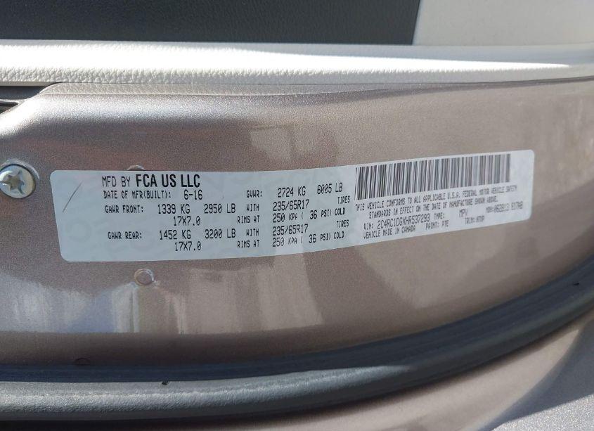 Photo 9 of 2017 Chrysler Pacifica TOURING (VIN 2C4RC1DGXHR537293)