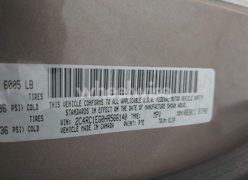 Photo 9 of 2017 Chrysler Pacifica TOURING-L PLUS (VIN 2C4RC1EG0HR566140)