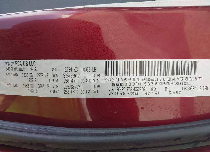 Photo 9 of 2017 Chrysler Pacifica TOURING-L PLUS (VIN 2C4RC1EG0HR570561)