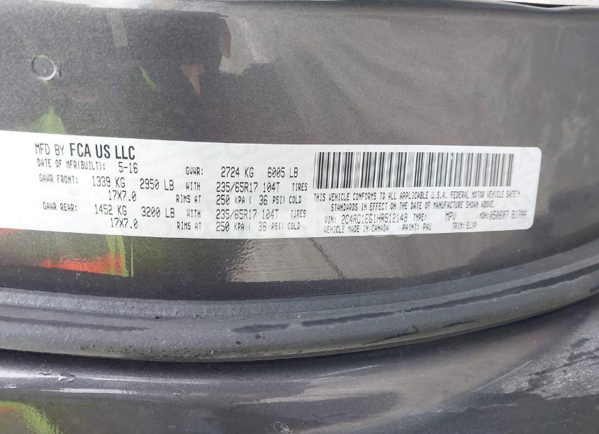 Photo 9 of 2017 Chrysler Pacifica TOURING-L PLUS (VIN 2C4RC1EG1HR512149)