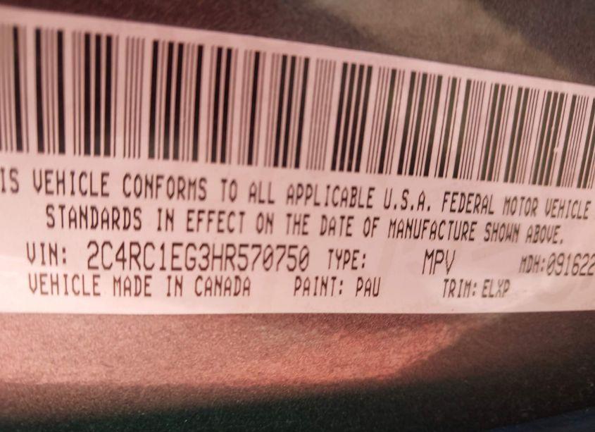 Photo 9 of 2017 Chrysler Pacifica TOURING-L PLUS (VIN 2C4RC1EG3HR570750)