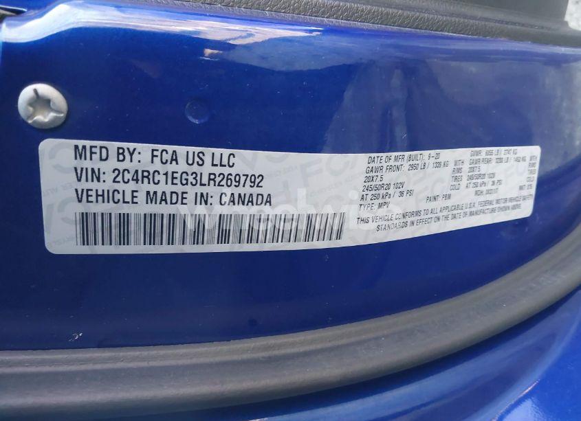 Photo 9 of 2020 Chrysler Pacifica TOURING L PLUS (VIN 2C4RC1EG3LR269792)