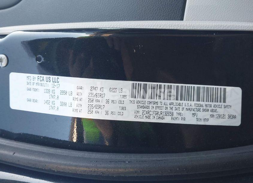 Photo 9 of 2018 Chrysler Pacifica TOURING PLUS (VIN 2C4RC1FG0JR132658)