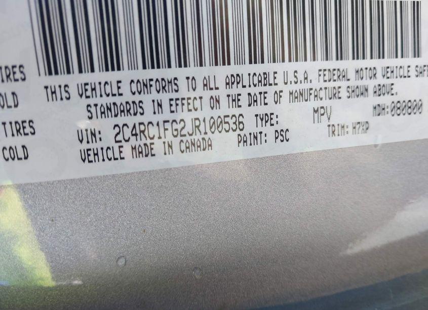 Photo 9 of 2018 Chrysler Pacifica TOURING PLUS (VIN 2C4RC1FG2JR100536)